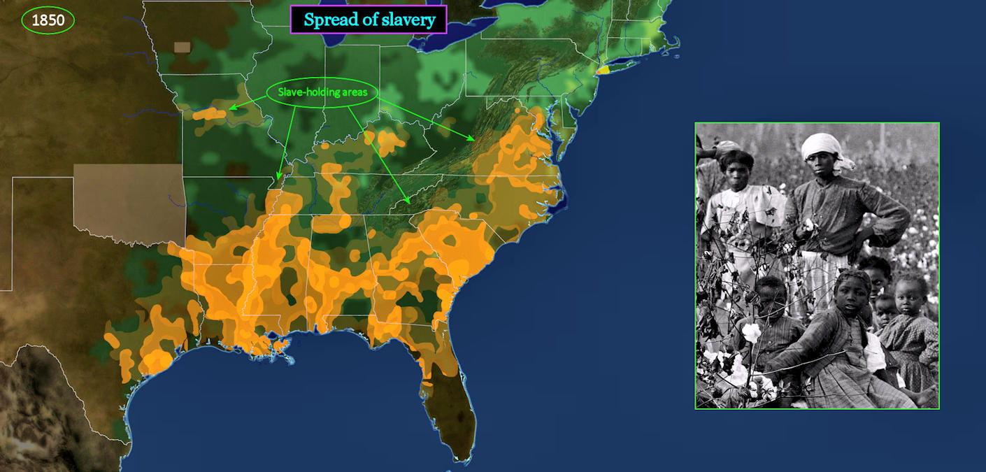 Spread of slavery, 1850 map